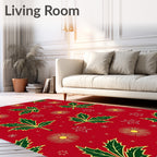 Festive Red Holly Starburst Cluster Rug