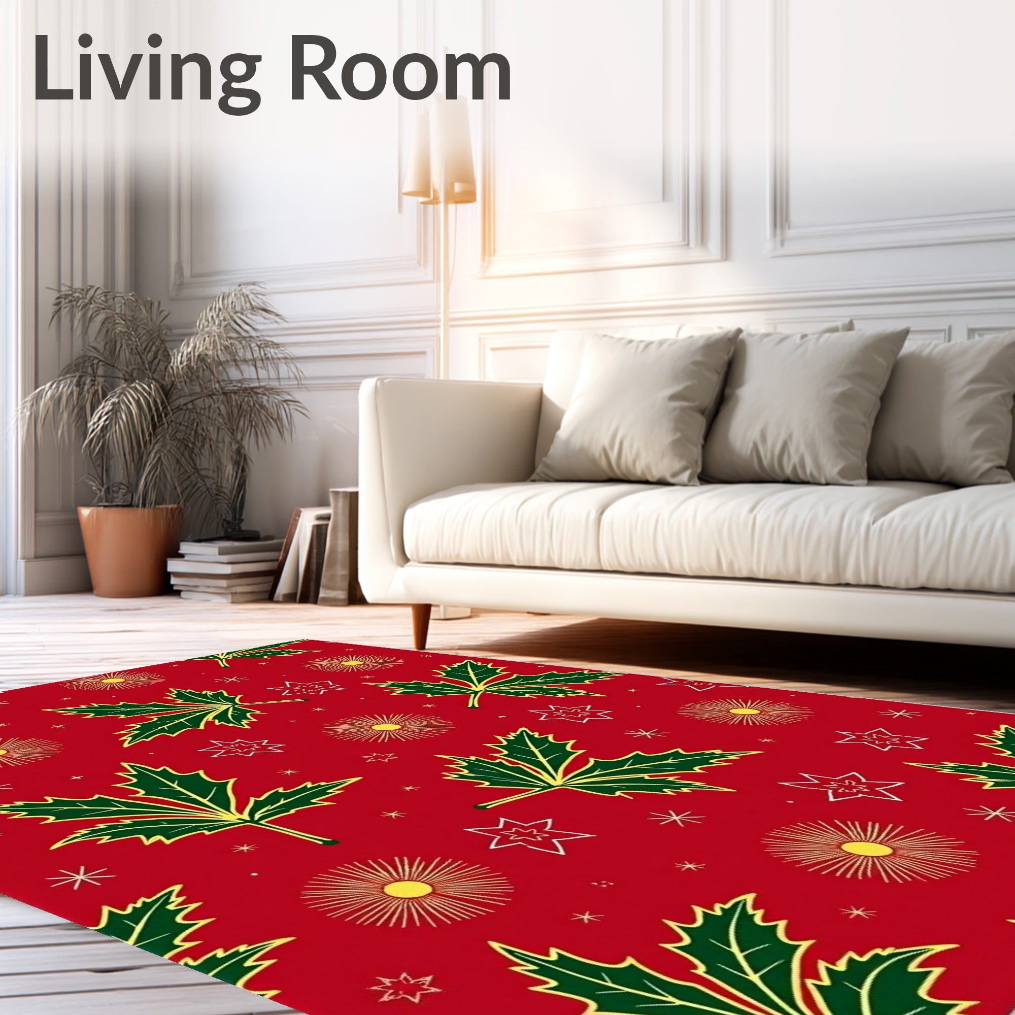 Festive Red Holly Starburst Cluster Rug