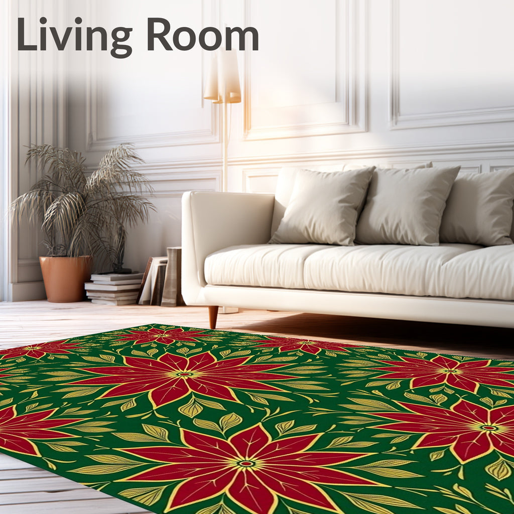 Rich Red Floral Medallion Emerald Rug