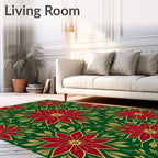 Rich Red Floral Medallion Emerald Rug