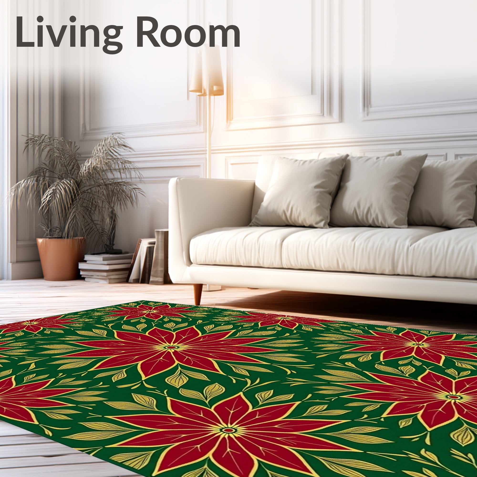 Rich Red Floral Medallion Emerald Rug