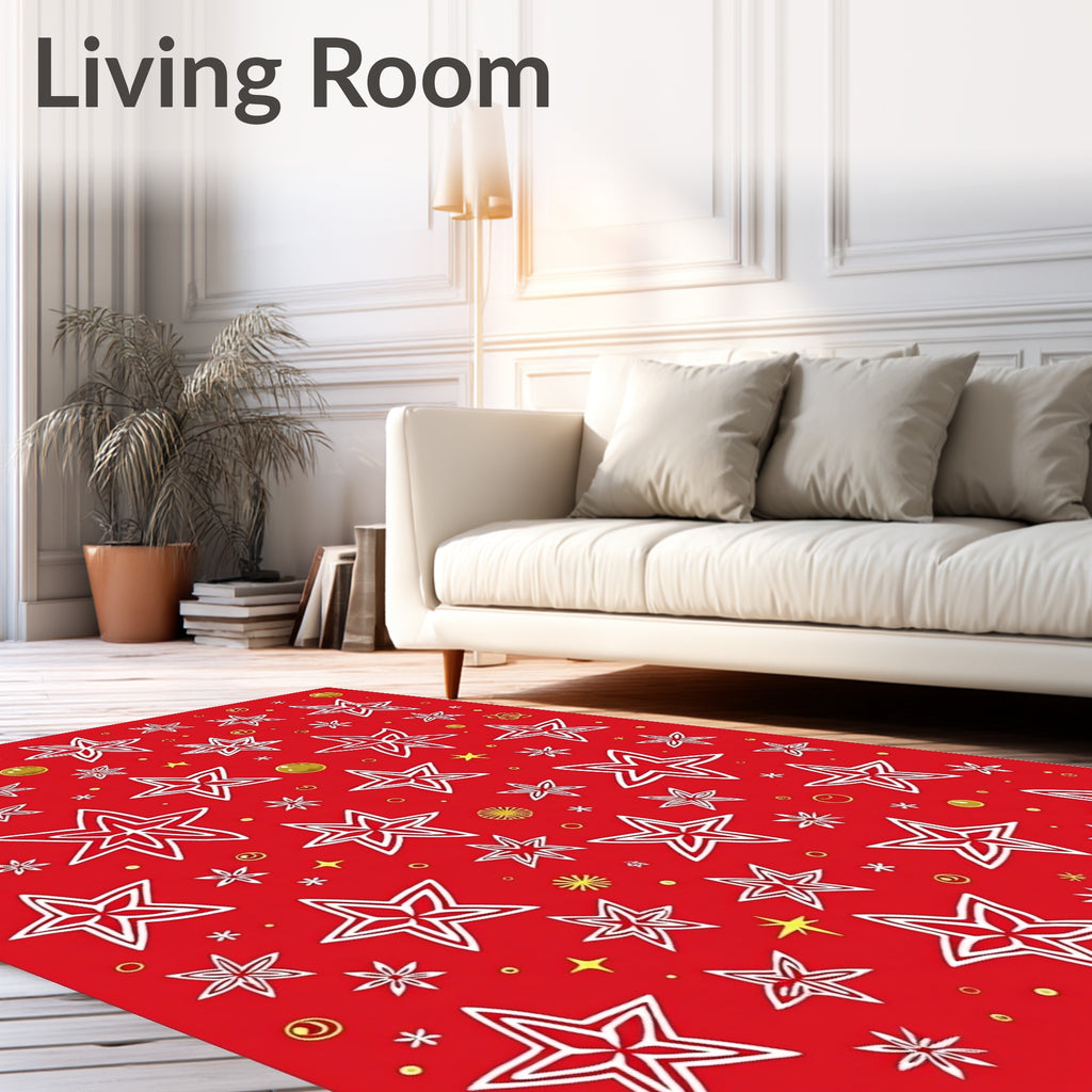 Whimsical Red Starburst Collection Rug