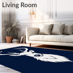 Classic White Stag Silhouette Navy Rug