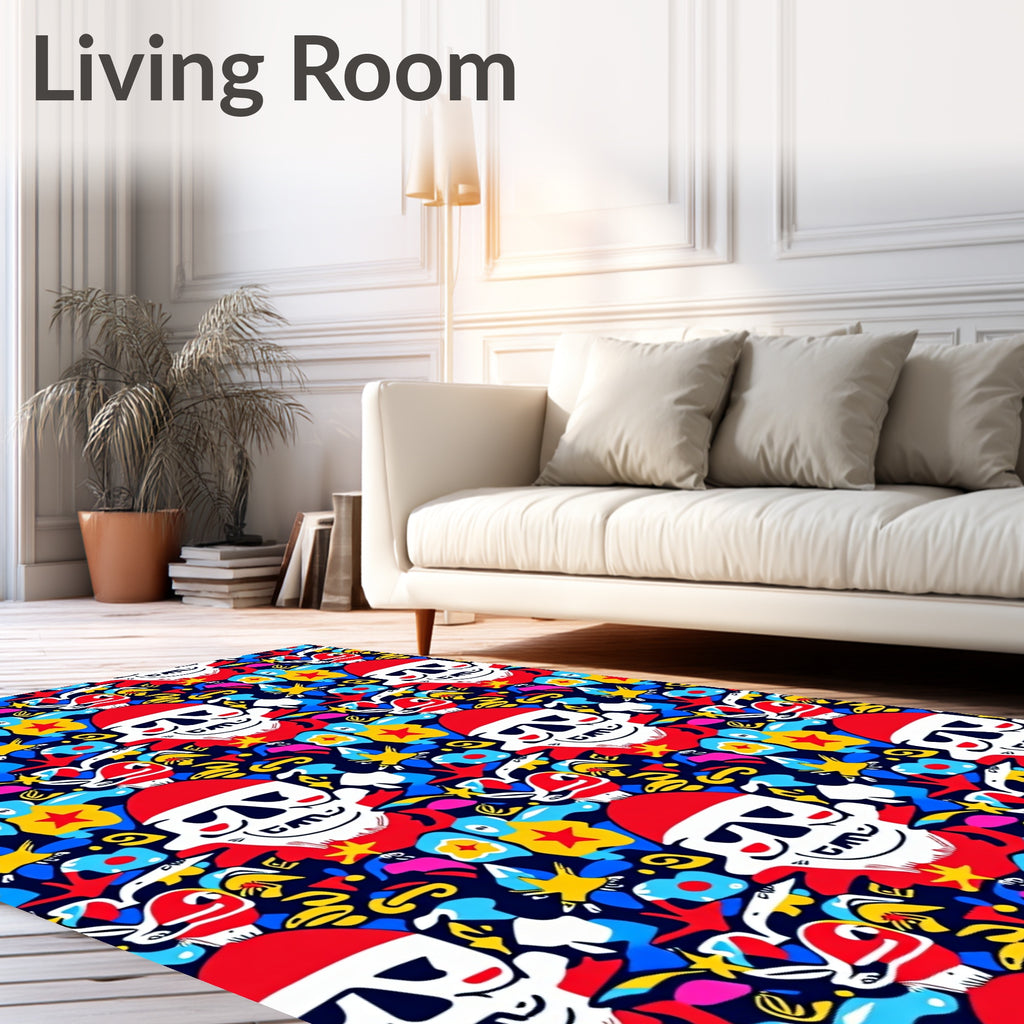 Vivid Skull Starburst Pop Art Rug