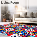 Vivid Skull Starburst Pop Art Rug