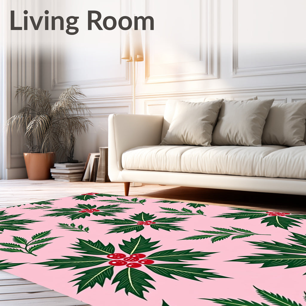 Pink Holly Berry Garland Rug