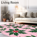 Pink Holly Berry Garland Rug