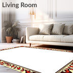 Crimson Amber Floral Border Rug