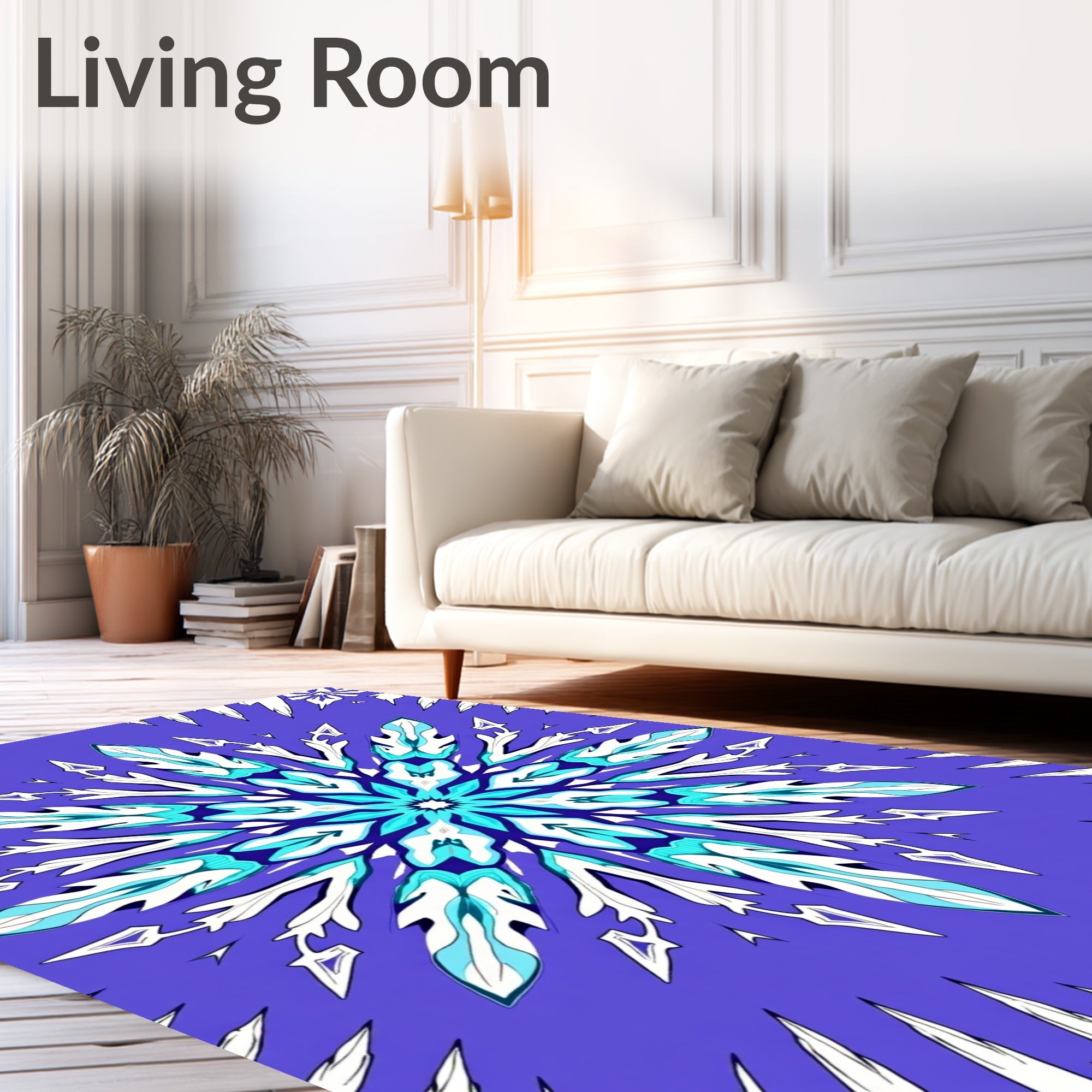 Purple Aqua Ice Floral Medallion Rug
