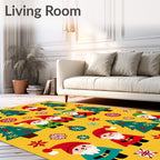 Cheery Gnomes and Trees Holiday Scene Rug
