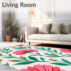 Bright Pink Floral Branches Blossom Rug