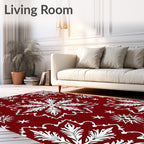 Festive White Snowflake Red Blanket Cover Rug
