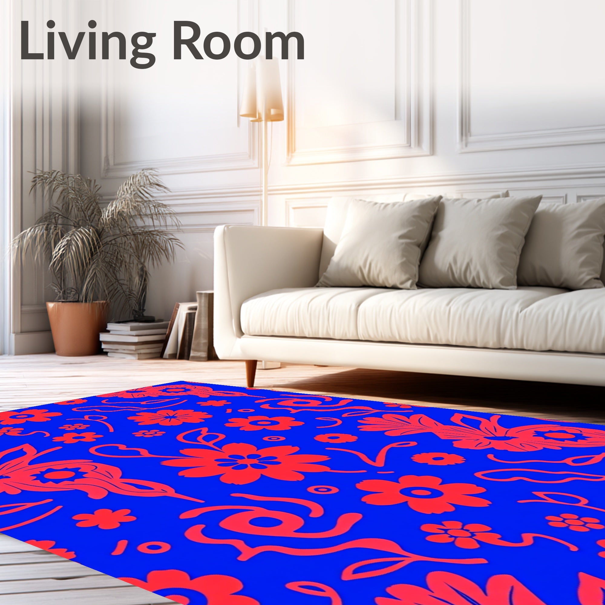 Vibrant Crimson Flower Fields Rug