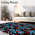Crimson Cherry Blue Foliage Medallion Rug
