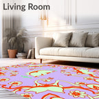 Swirling Floral Butterfly Lavender Rug
