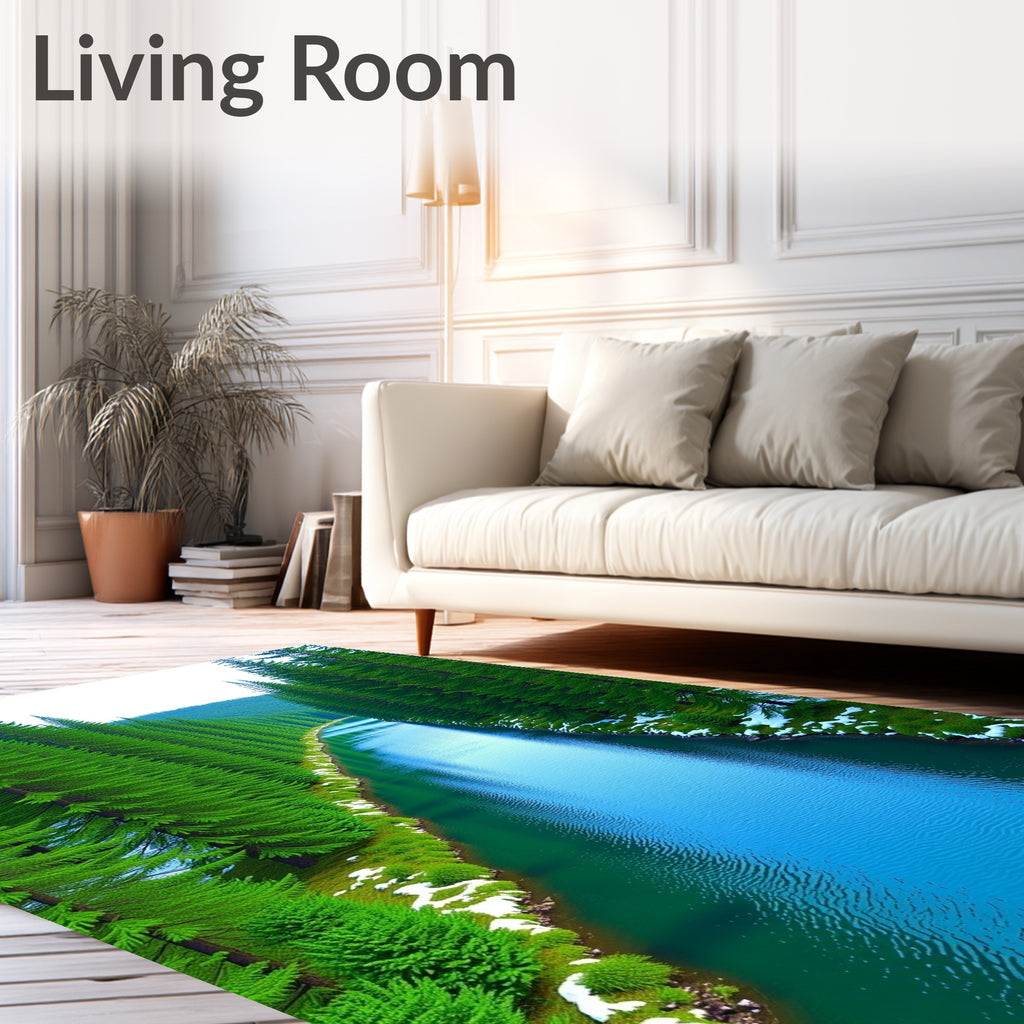 Emerald Forest River Reflecting Sky Rug