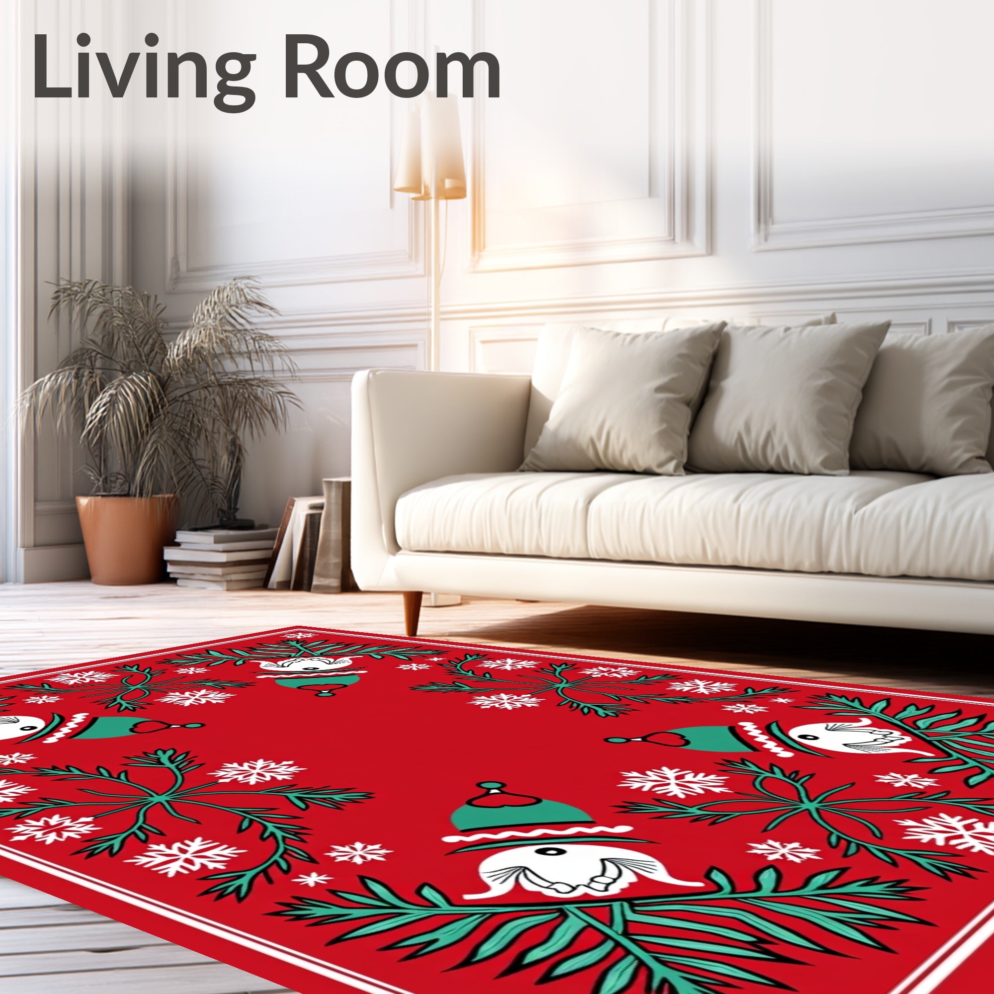 Red Festive Winter Snowflakes Element Rug