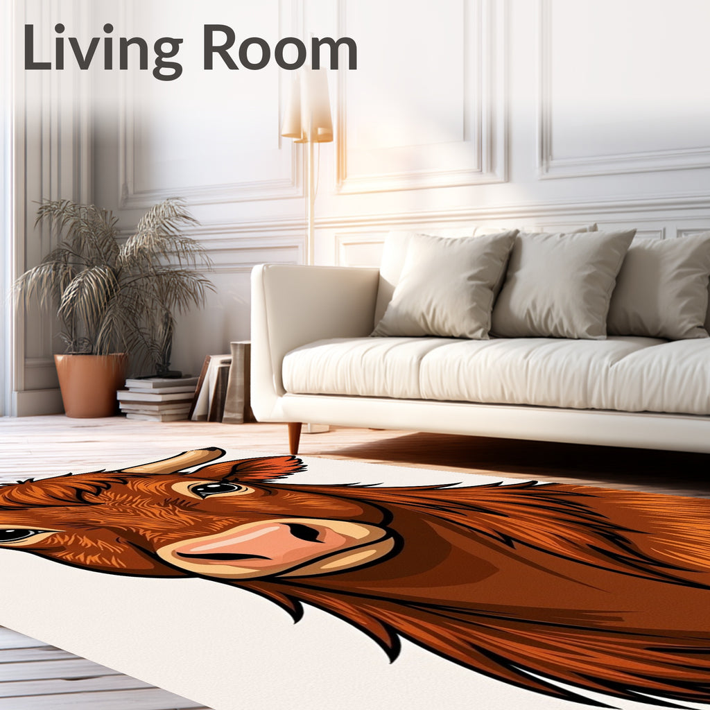 Rich Brown Longhorn Cow Portrait Rug