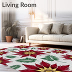 Crimson Yellow Floral Palm Leaf Rug