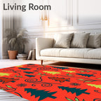 Whimsical Evergreen Swirls Red Rug