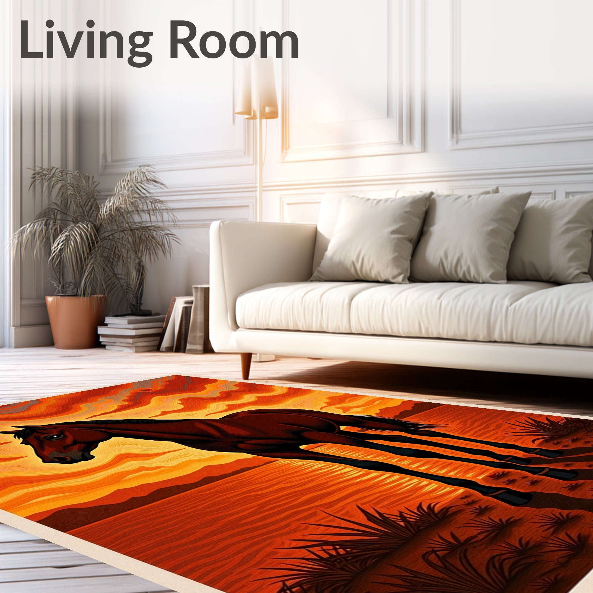 Crimson Horse Sunset Lake Vista Rug
