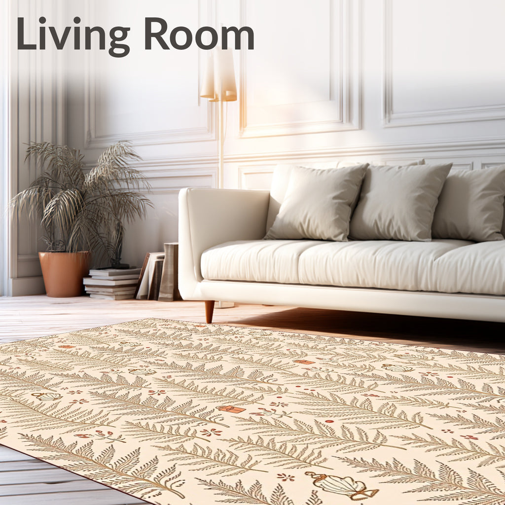 Earthy Tan Fern Botanical Repeat Rug