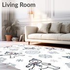 Smiling Snowman Snowflakes Winter Scene Rug