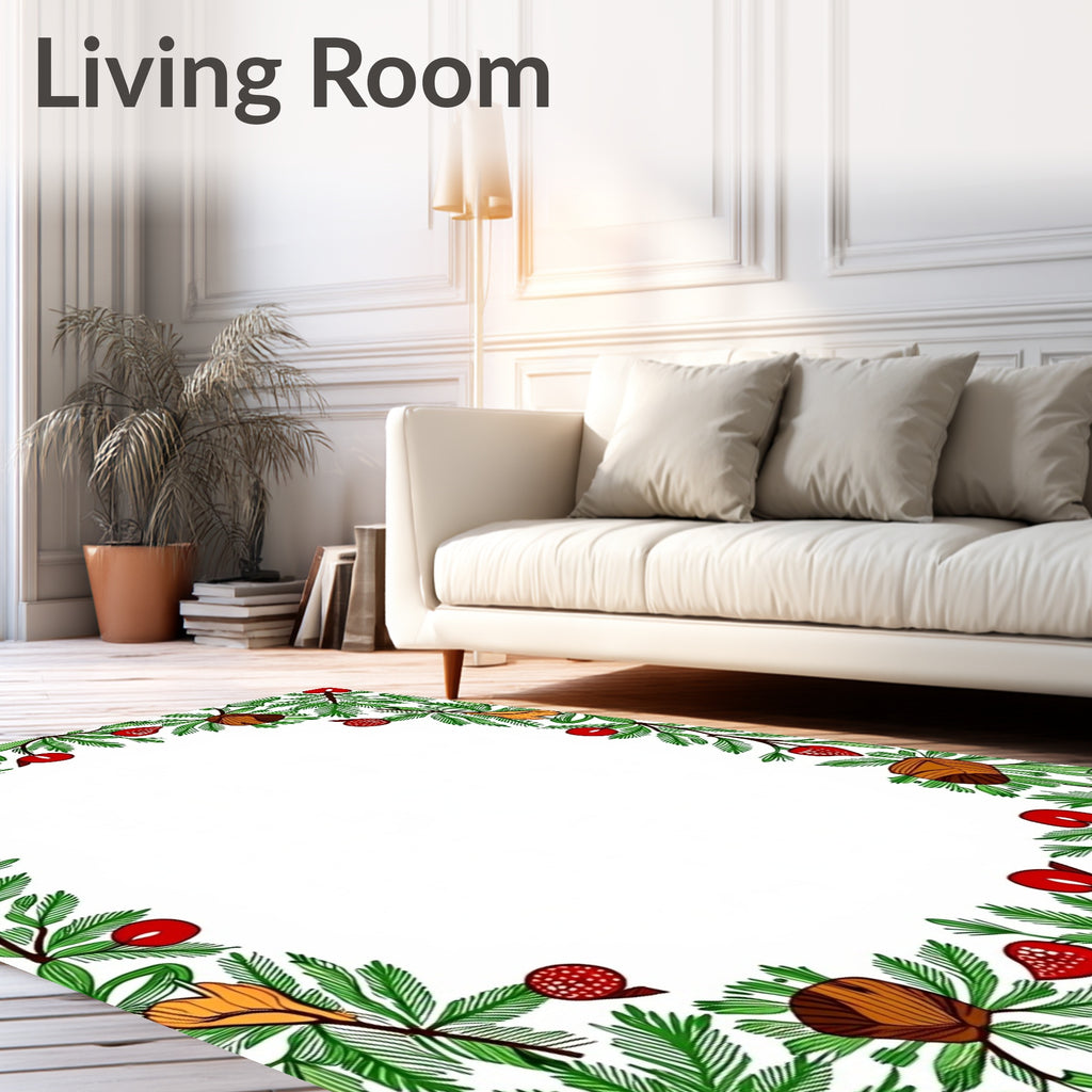 Green Berry Branch Acorn Border Rug