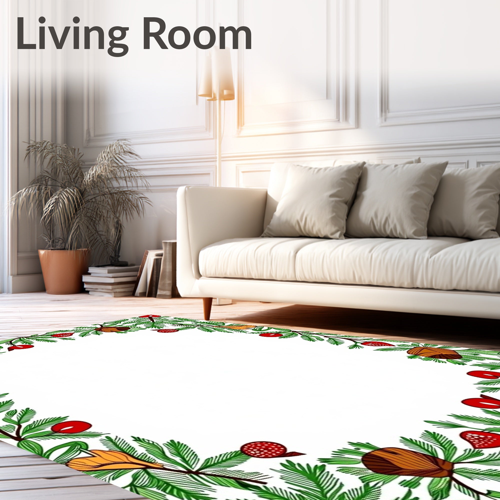 Green Berry Branch Acorn Border Rug