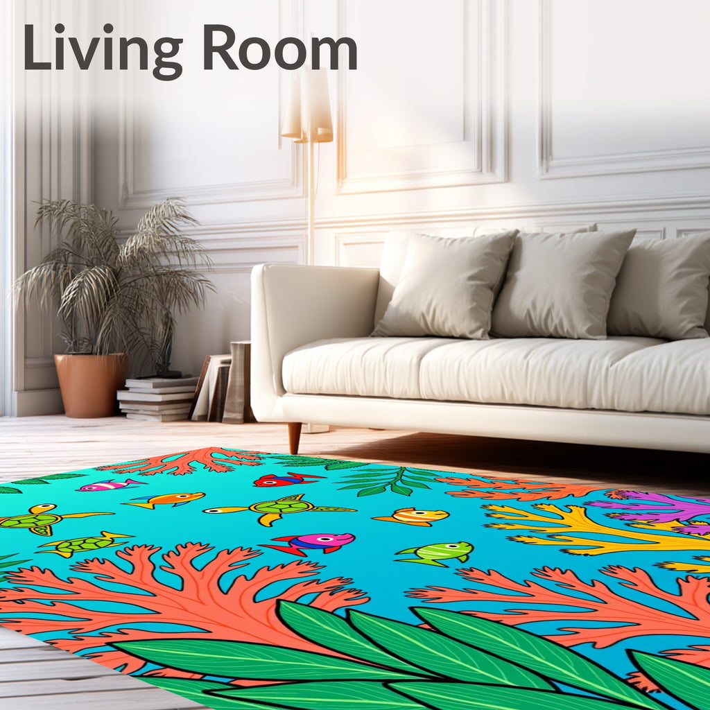 Oceanic Turtles And Coral Friends Rug
