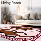 Brown Horse Symmetry Pink Runner Rug