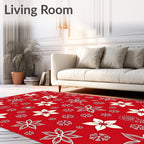 Crimson White Floral Scatter Garden Rug