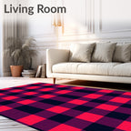 Vibrant Crimson Plaid Squares Rug