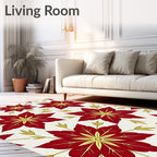 Crimson Gold Floral Bloom Layout Rug