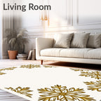 Golden Starburst Snowflake Border Rug
