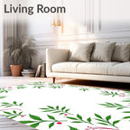 Green Leafy Berries Border Rug