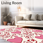 Pink Hearts Musical Notes Swirls Rug