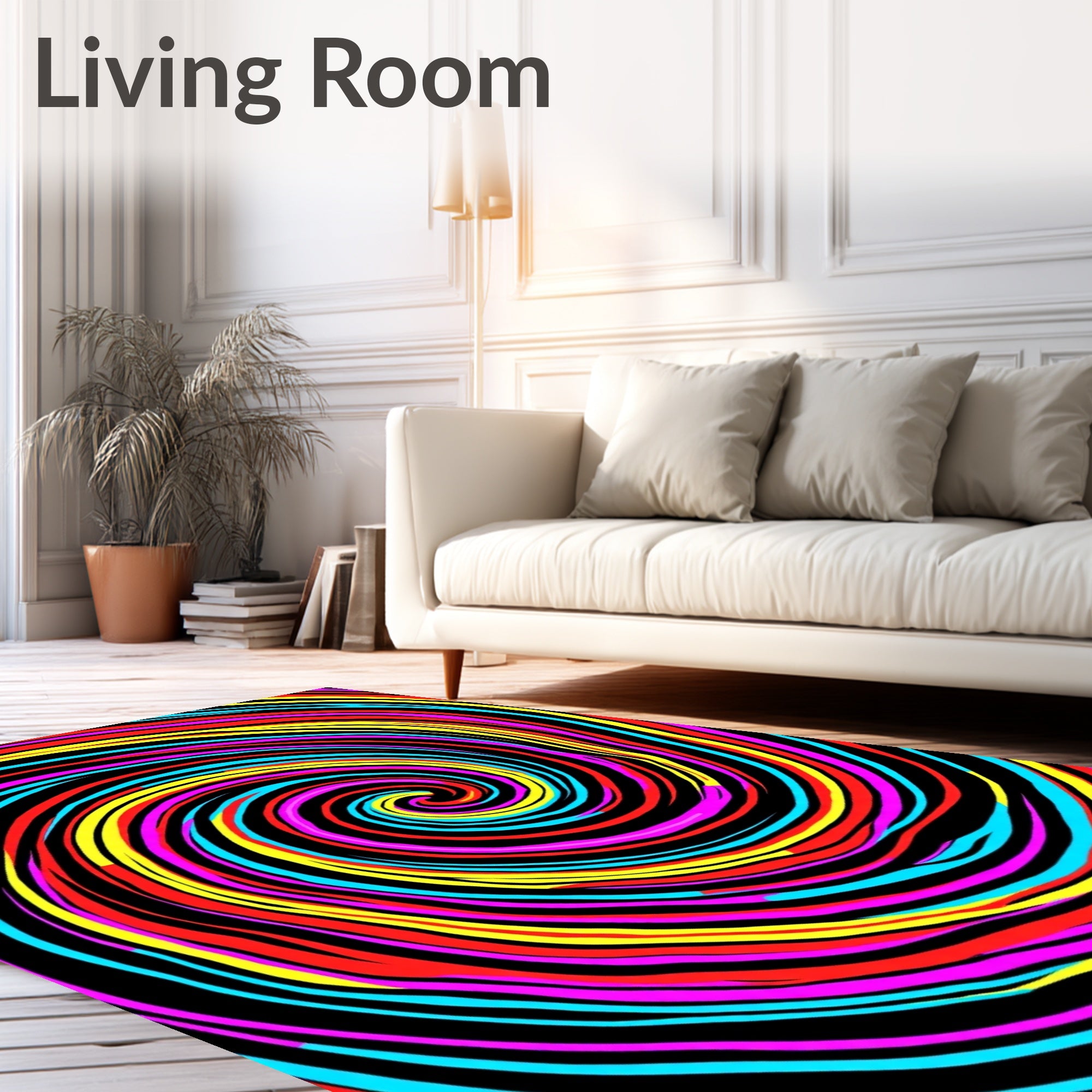 Vibrant Retro Swirl Rug