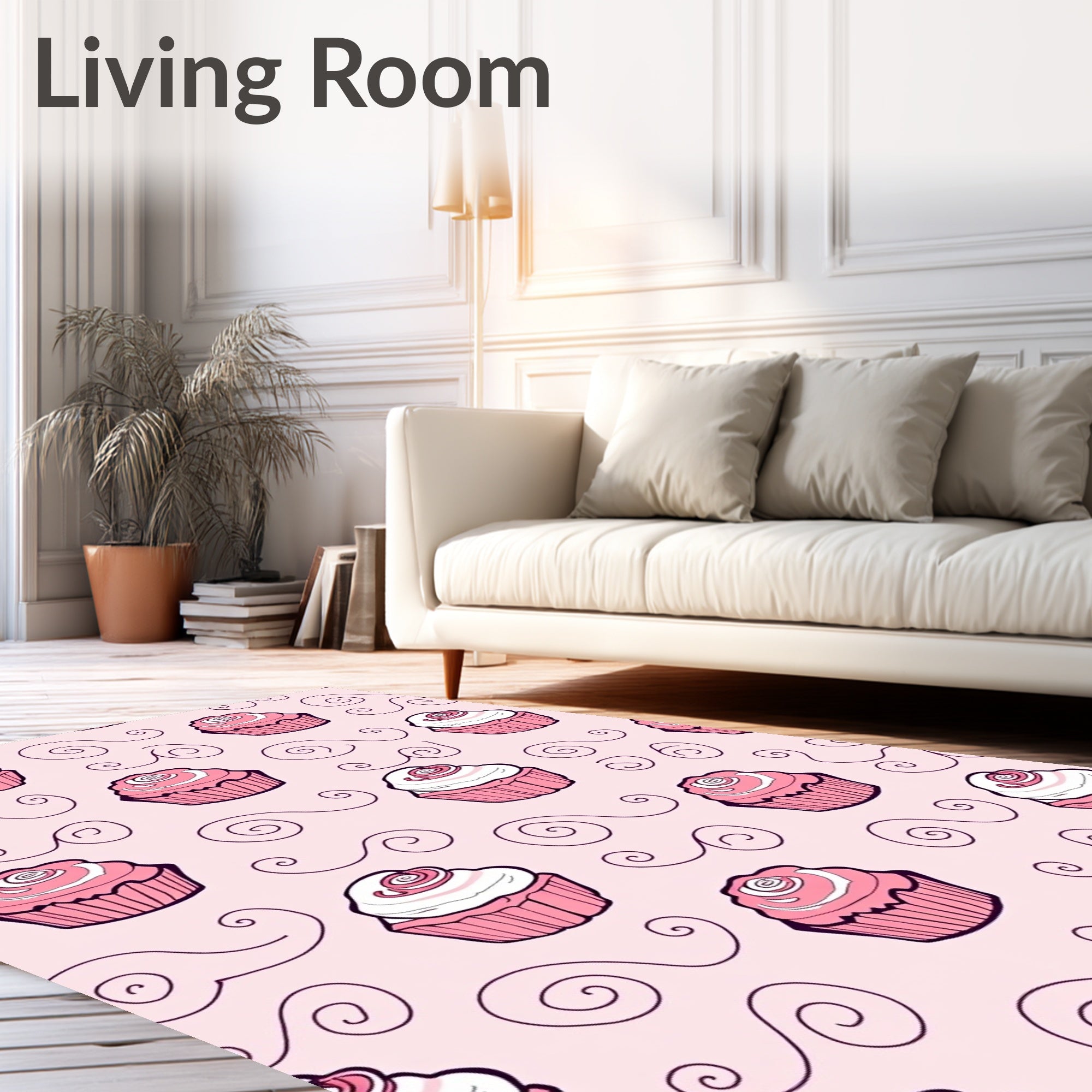 Sweet Pink Cupcake Swirl Cream Rug