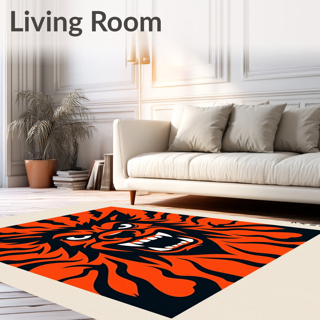 Dynamic Fire Orange Beast Face Rug