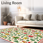 Festive Elves With Greenery Holiday Rug