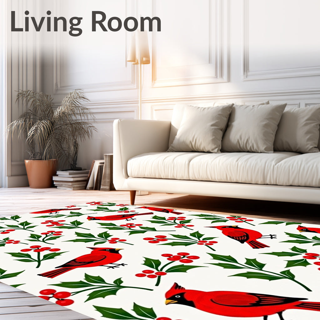 Red Cardinal Holly Berry Garden Rug
