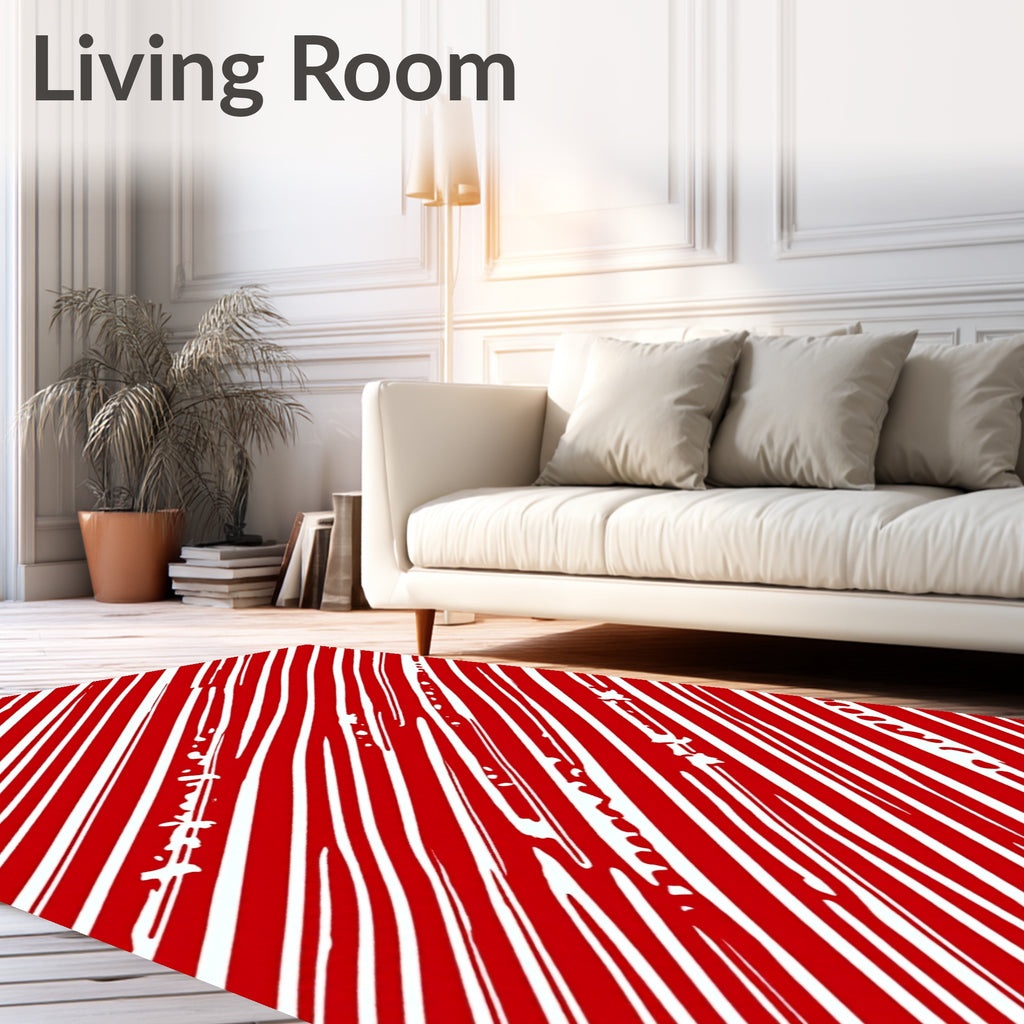 Bold Red Diagonal Stripe Ribbons Rug