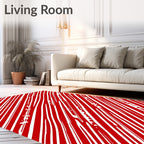 Bold Red Diagonal Stripe Ribbons Rug