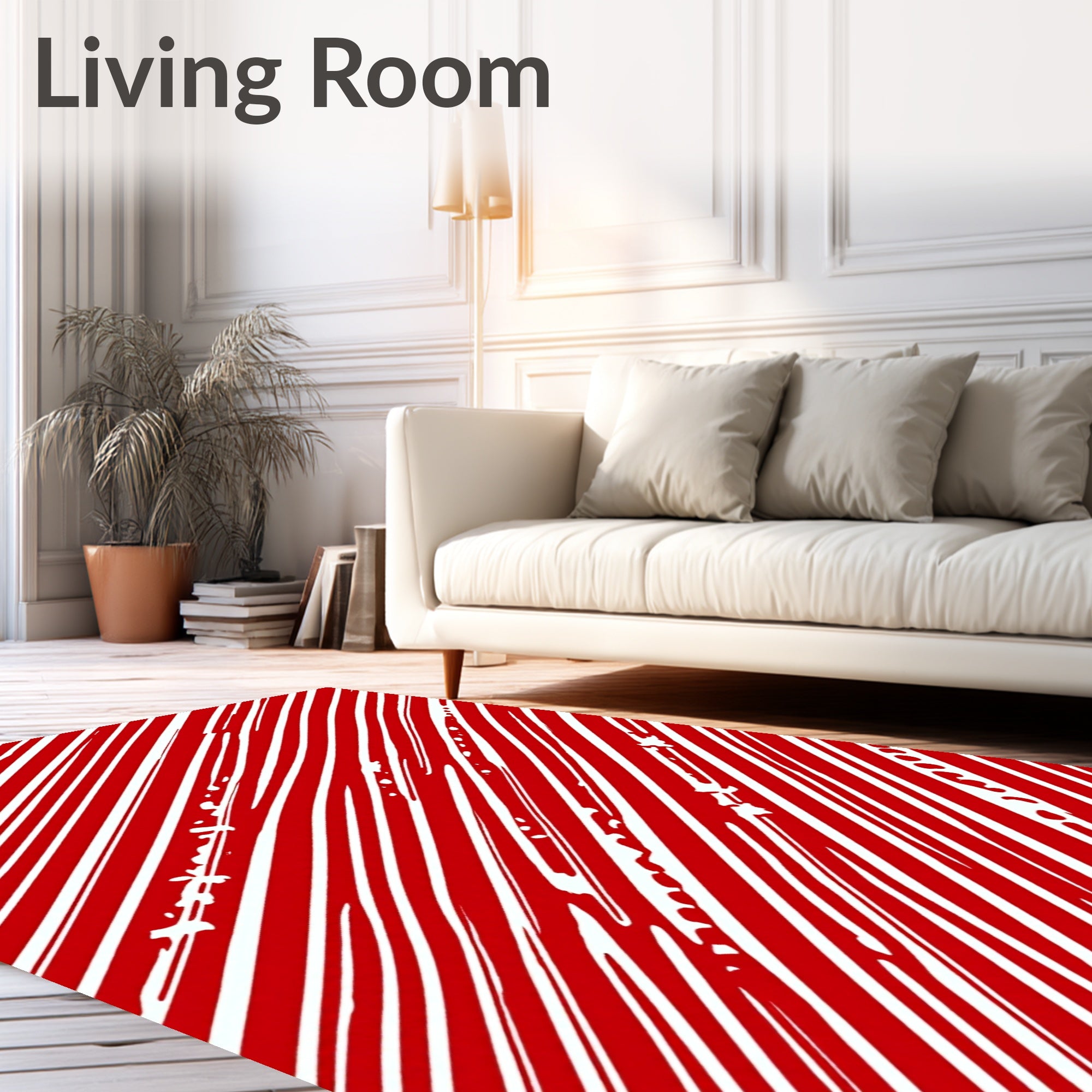 Bold Red Diagonal Stripe Ribbons Rug