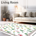 Festive Red Green Fir Stars Border Rug