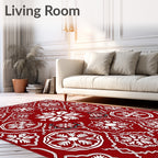 Deep Red Snowflake Medallion Rug