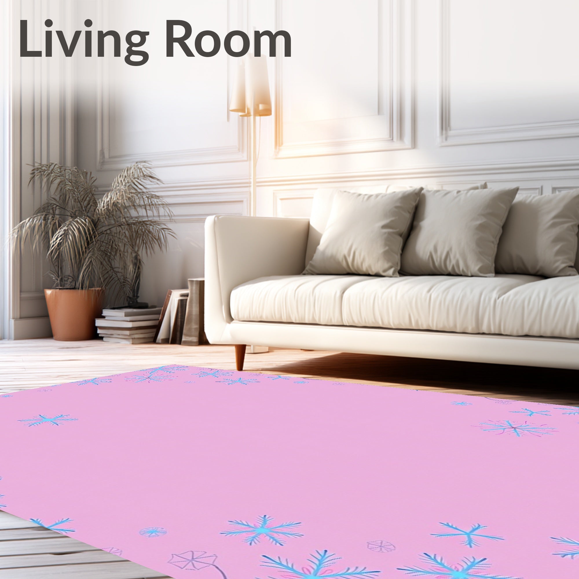 Pink Sky Blue Snowflake Charm Rug