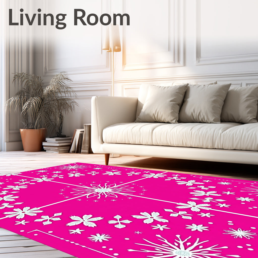 Fuchsia Snowflakes Garden Quadrants Rug