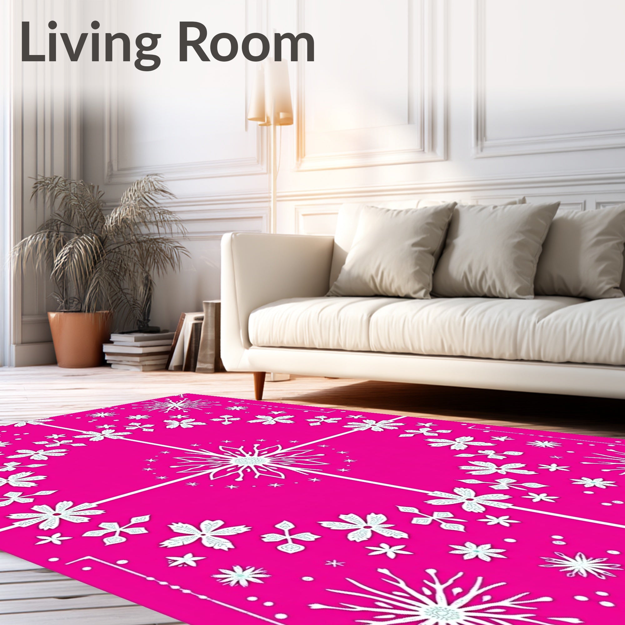 Fuchsia Snowflakes Garden Quadrants Rug
